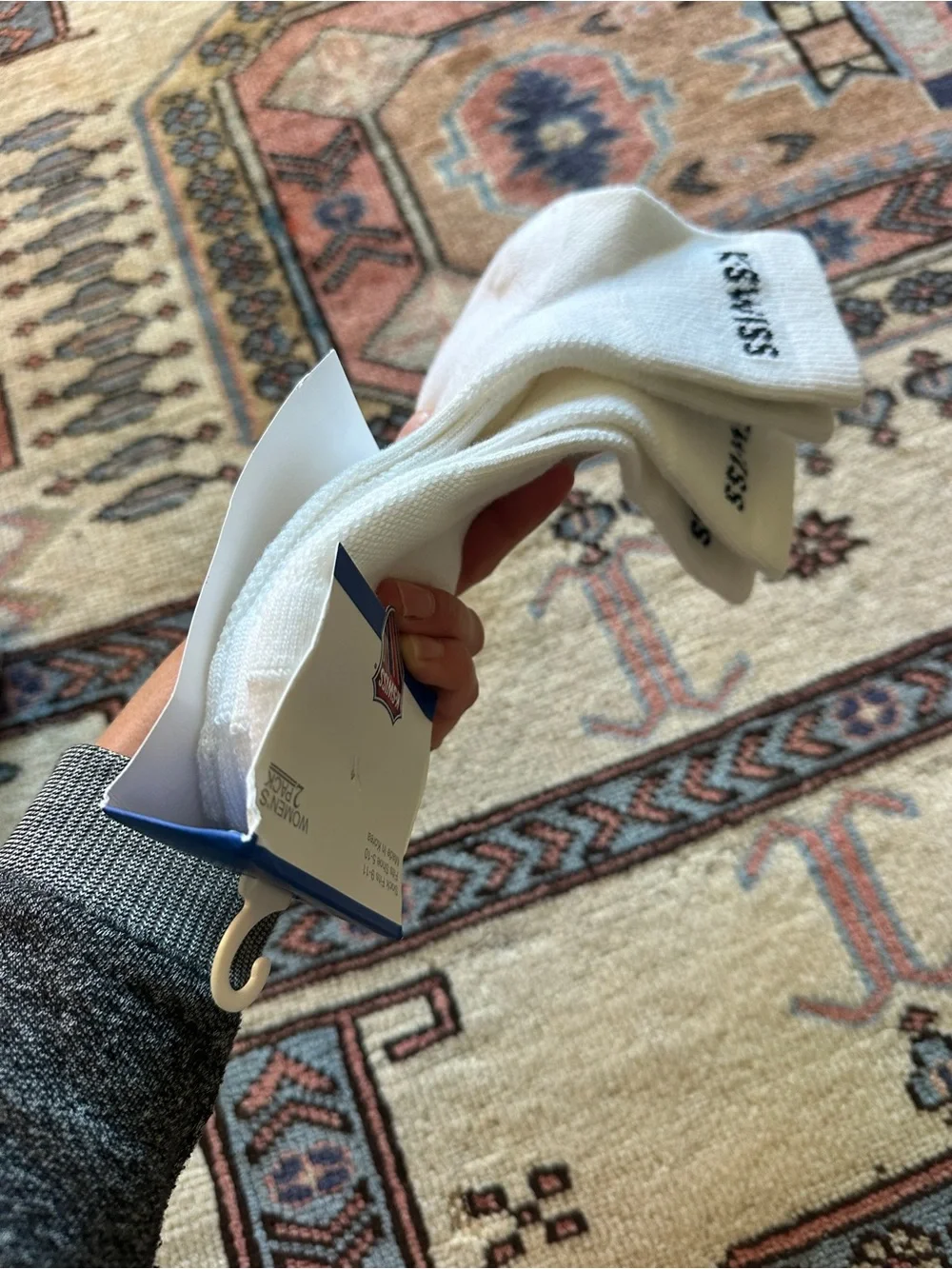 K-Swiss White Crew Athletic Socks with Black Logo